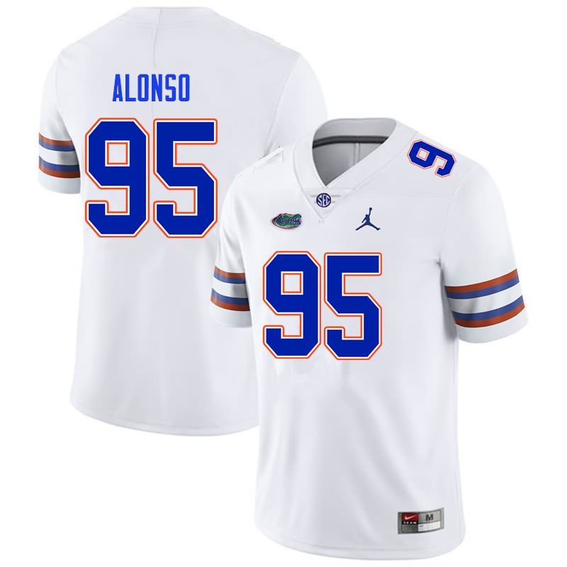 NCAA Florida Gators Lucas Alonso Men's #95 Nike White Stitched Authentic College Football Jersey QQM1664HA